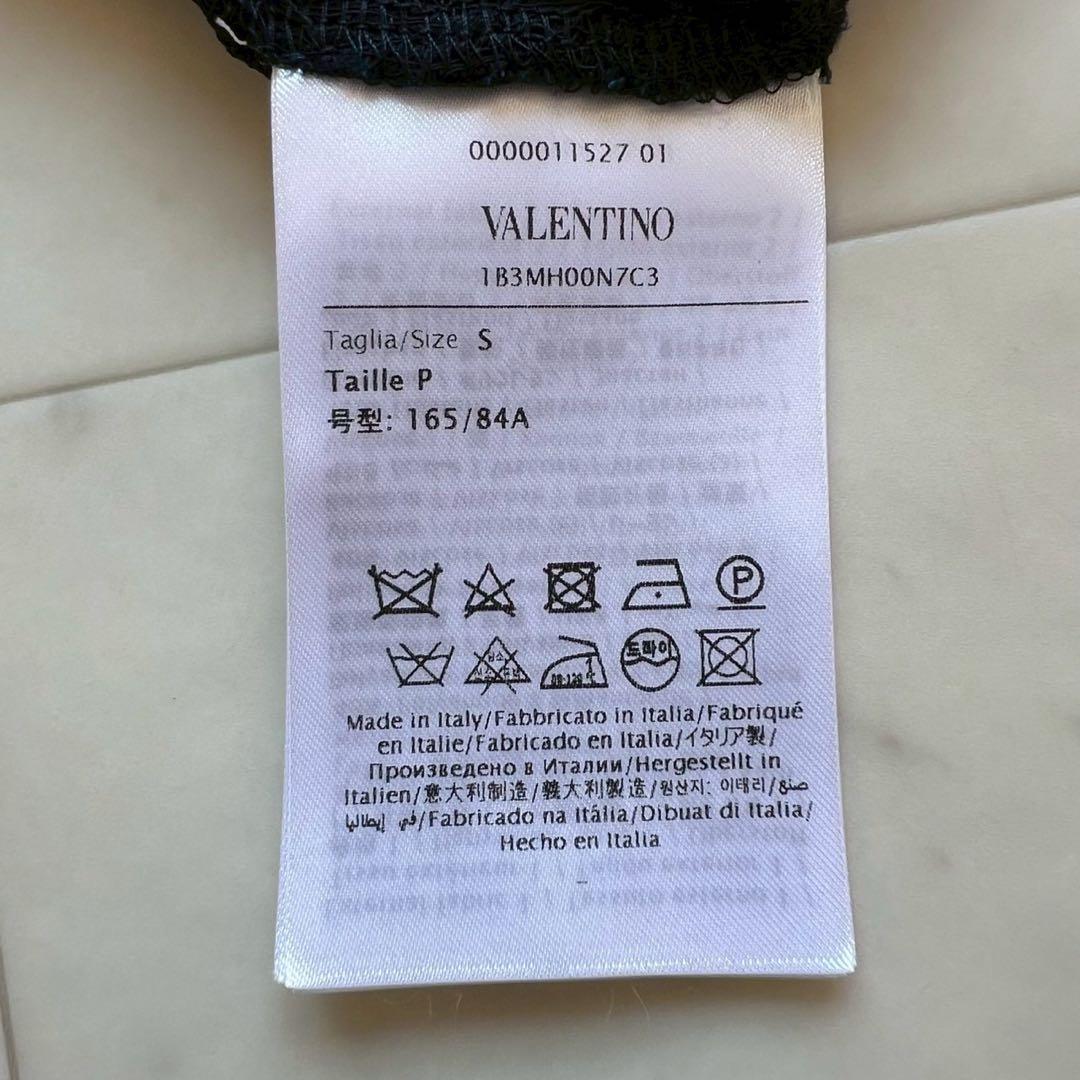 VALENTINO 近年タグ フラワーレース ポロカットソー ニット ブラック
