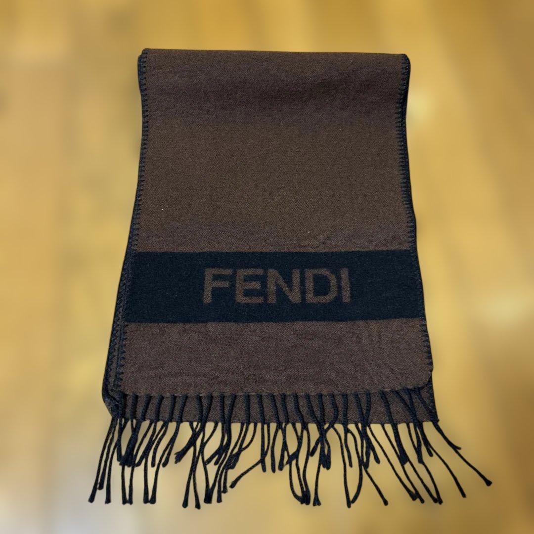 FENDI ブラウン フリンジ付きマフラー 美品