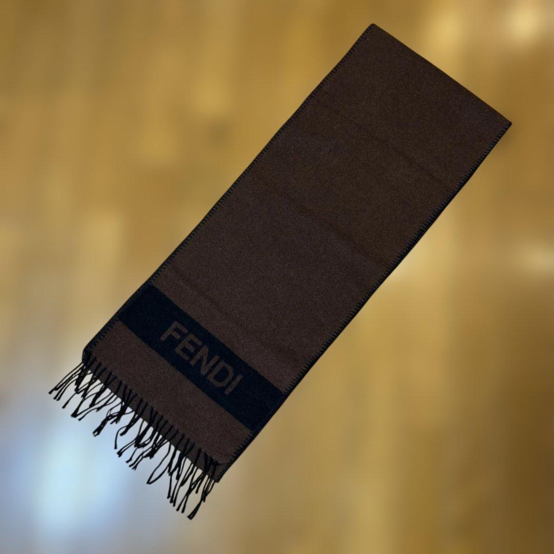 FENDI ブラウン フリンジ付きマフラー 美品
