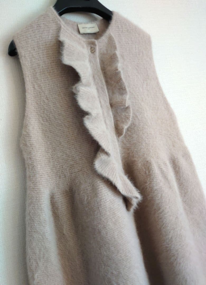 ユナイテッドアローズ/フォックスカシミヤ　フリルベスト　ジレ　ファー