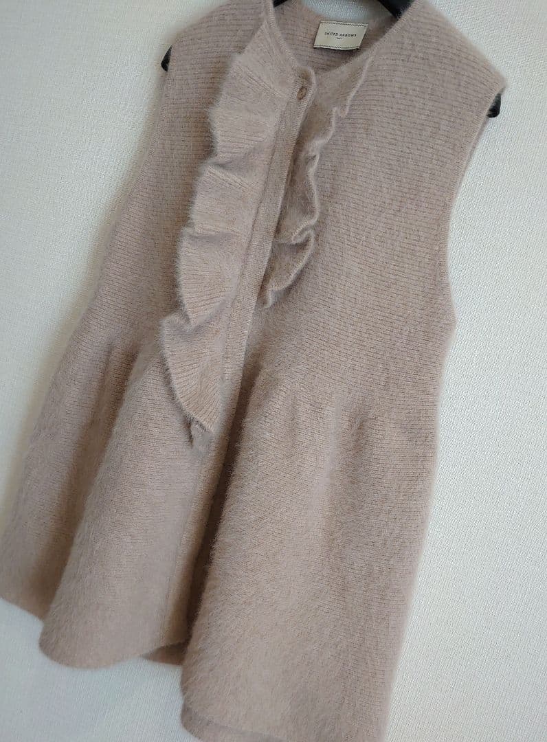 ユナイテッドアローズ/フォックスカシミヤ　フリルベスト　ジレ　ファー