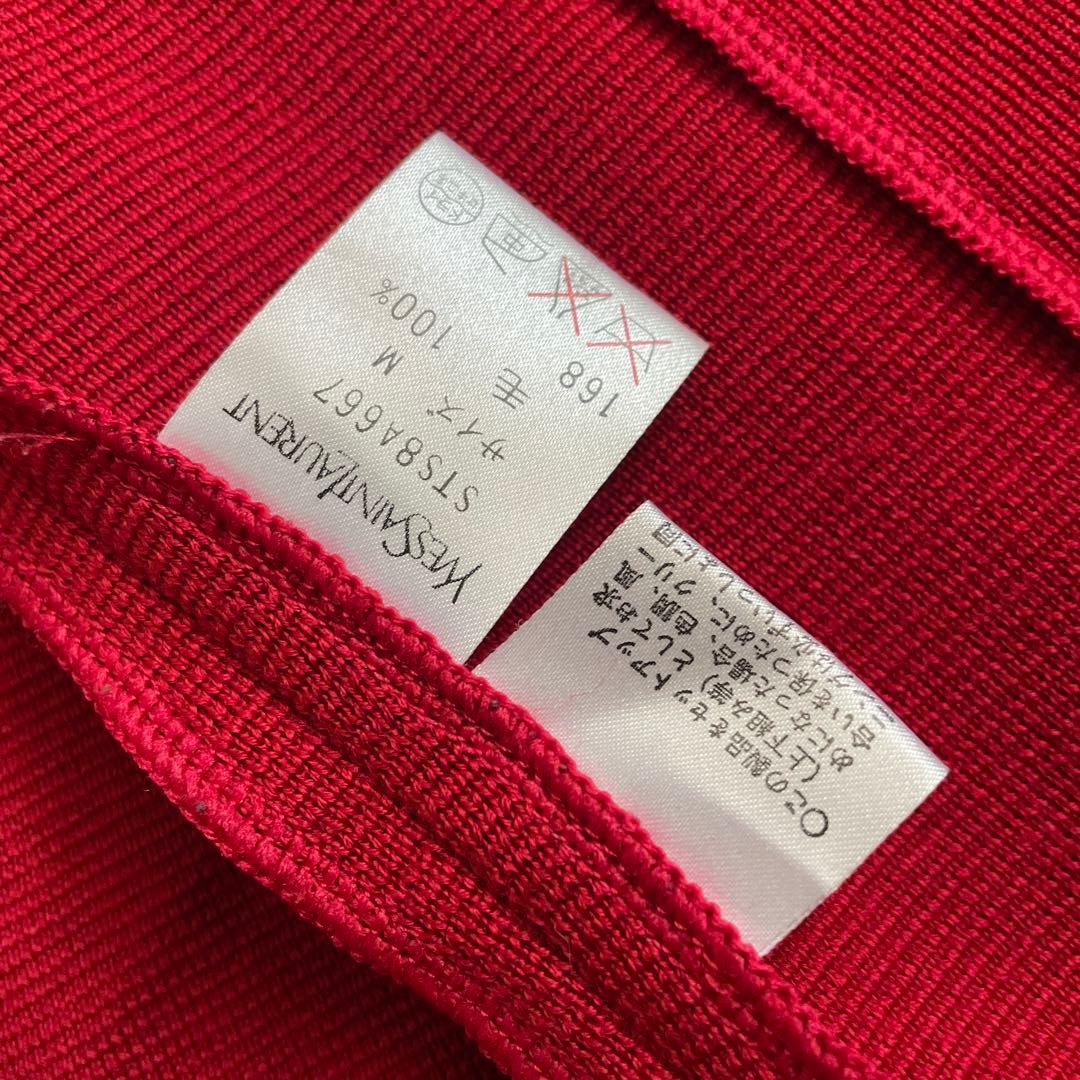 Yves Saint Laurentノーカラージャケット M 赤金ボタンウール