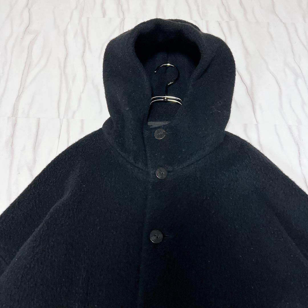 《美品》ヨーガンレール フーデッド ウール コート ゆったり 黒 Mサイズ