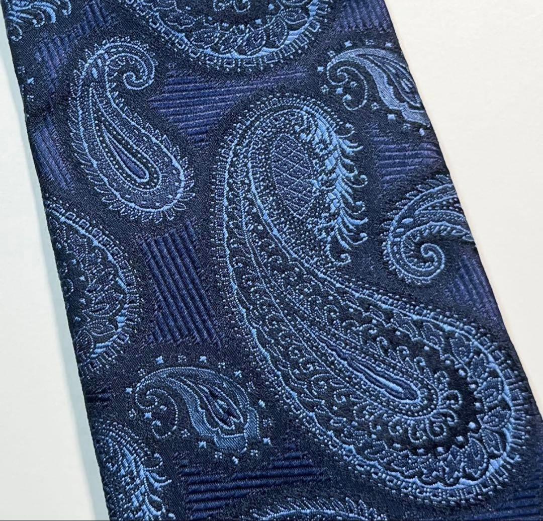 極美品　FRANCO BASSI フランコバッシ　ネクタイ ペイズリー　青