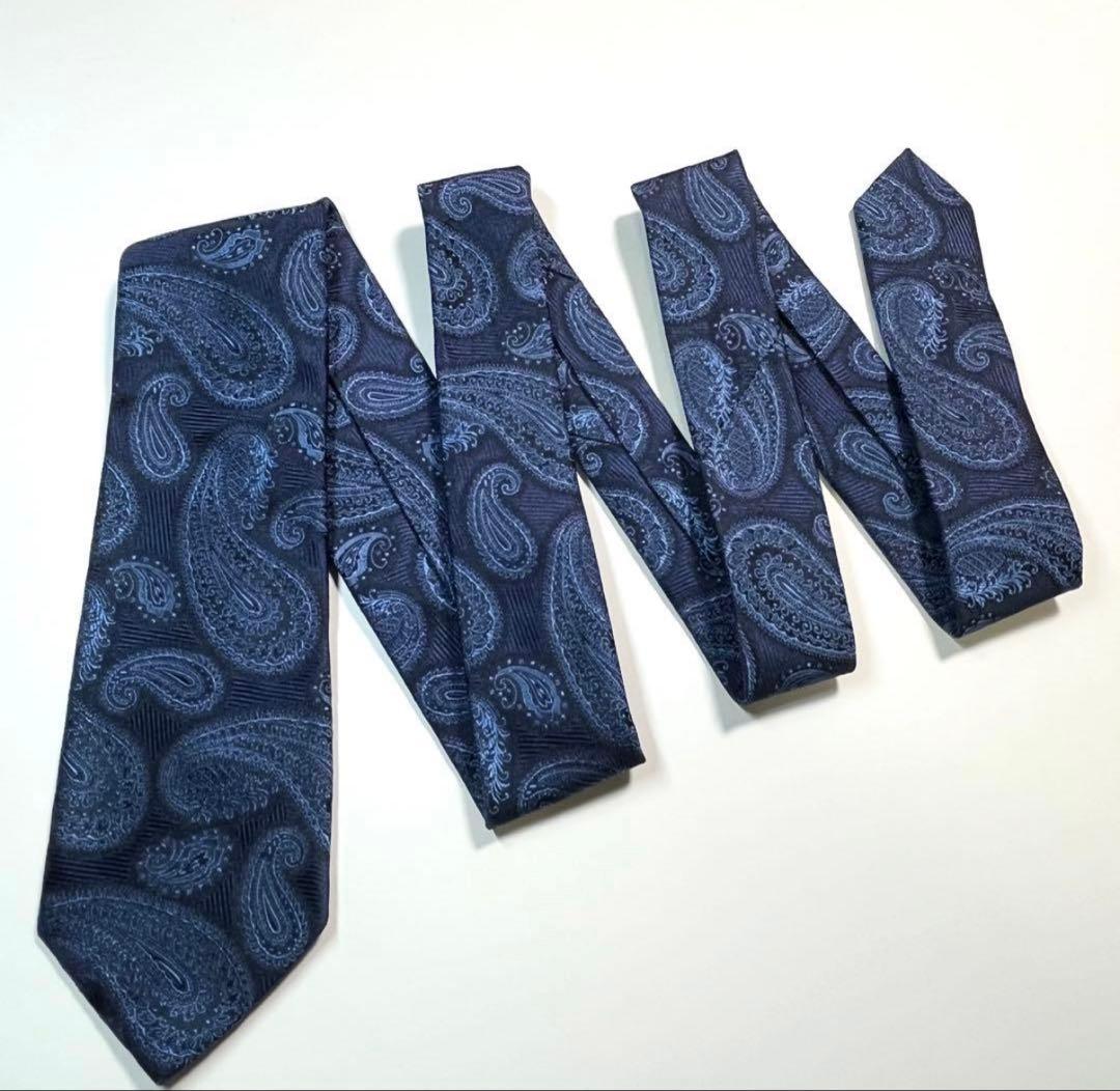 極美品　FRANCO BASSI フランコバッシ　ネクタイ ペイズリー　青