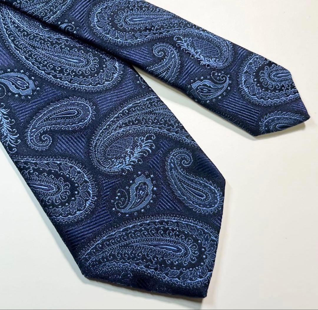 極美品　FRANCO BASSI フランコバッシ　ネクタイ ペイズリー　青