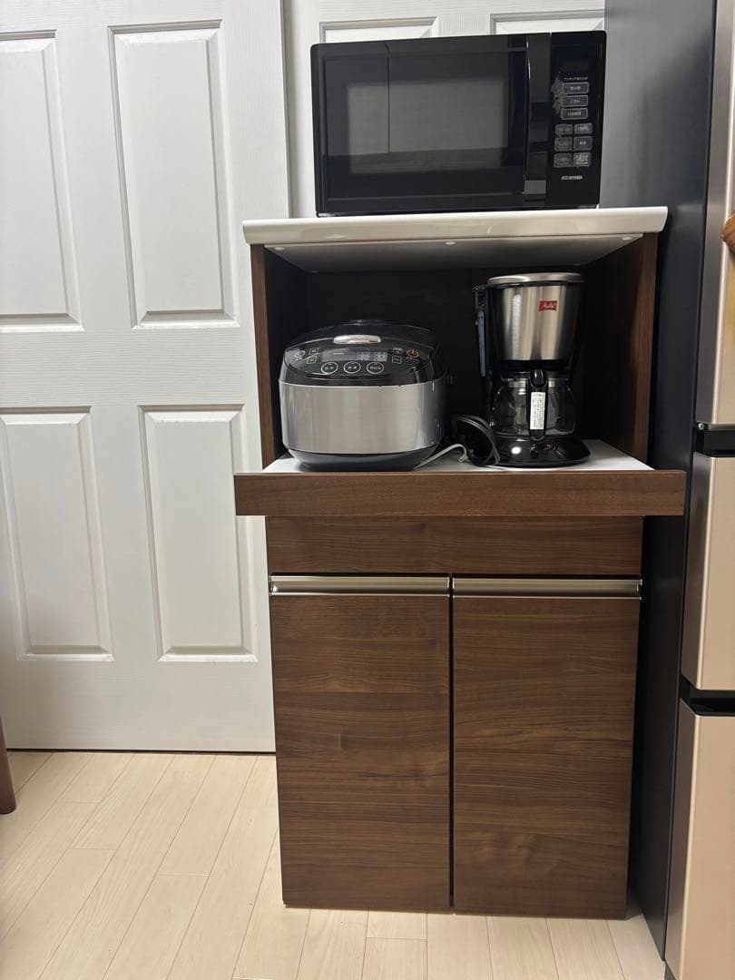 ブラウン木製レンジボード 引き出し付き