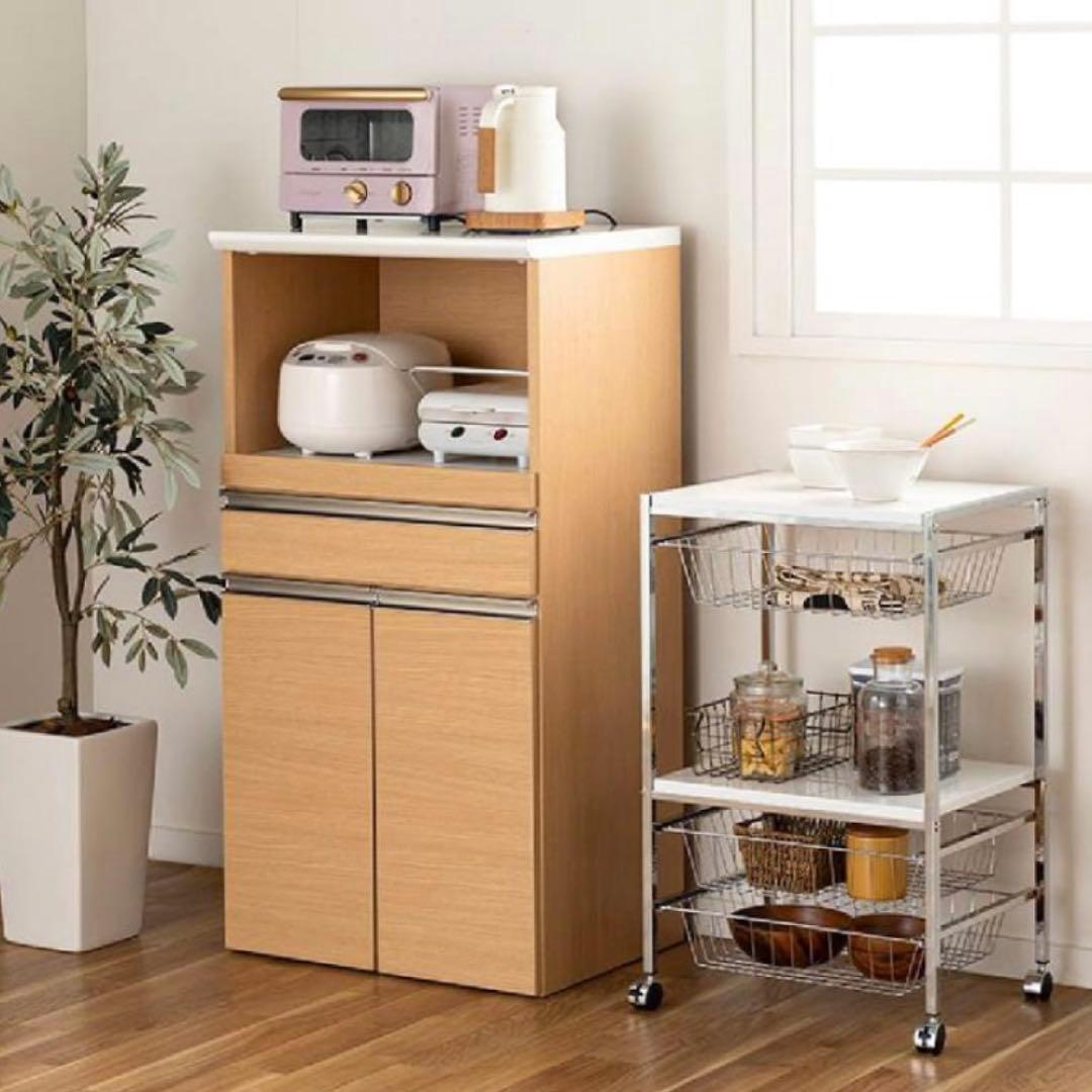 ブラウン木製レンジボード 引き出し付き