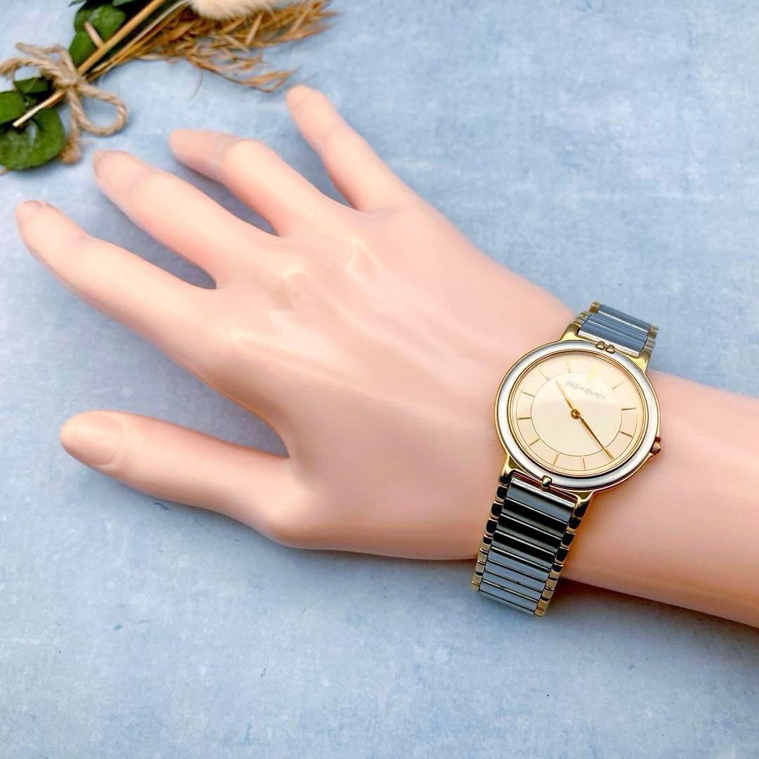 稼動品✨YSLサンローラン レディース 腕時計 コンビベルト シルバー人気モデル