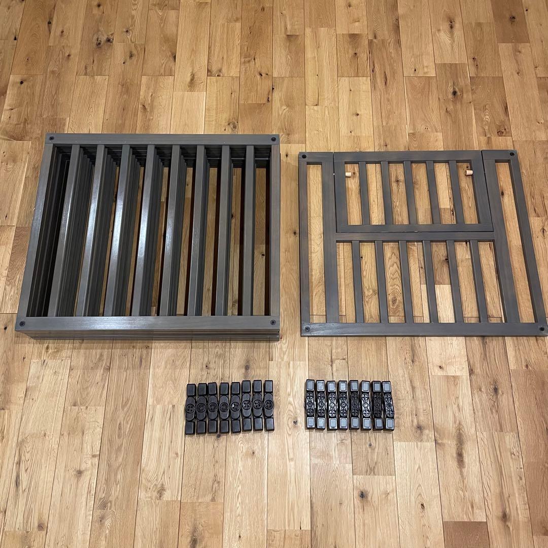 【日本育児】折りたたみ/木製/ベビーサークル/グレー/グレー/8枚【扉付き】