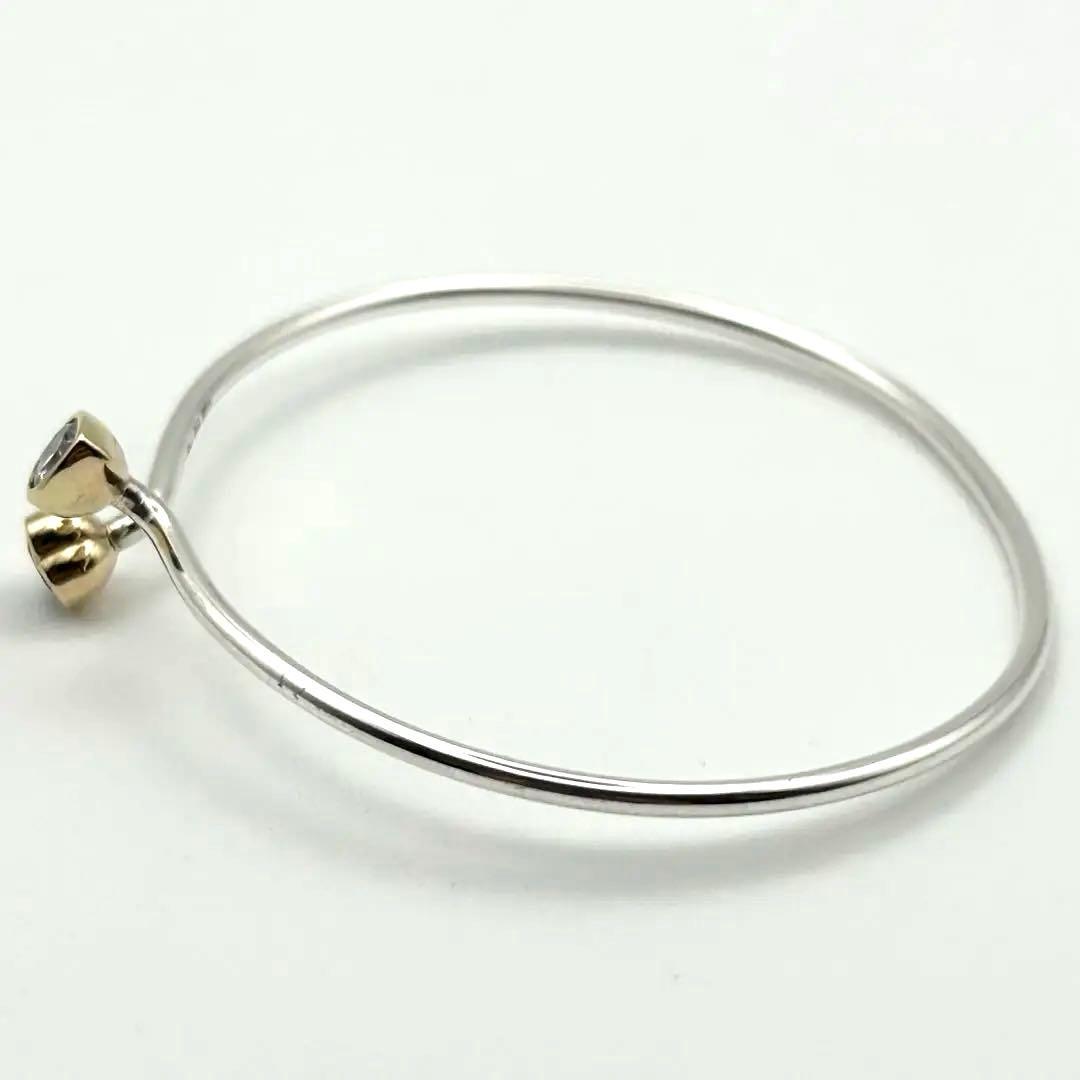 スタージュエリー K14 silver925 バングル ブレスレット ハート 石