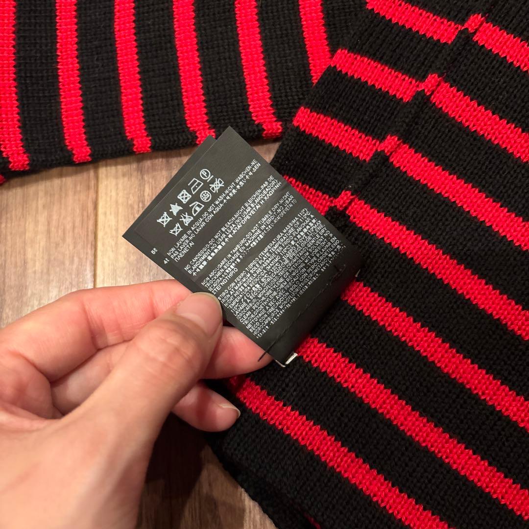 SAINT LAURENT 赤と黒ストライプ マフラー Lサイズ