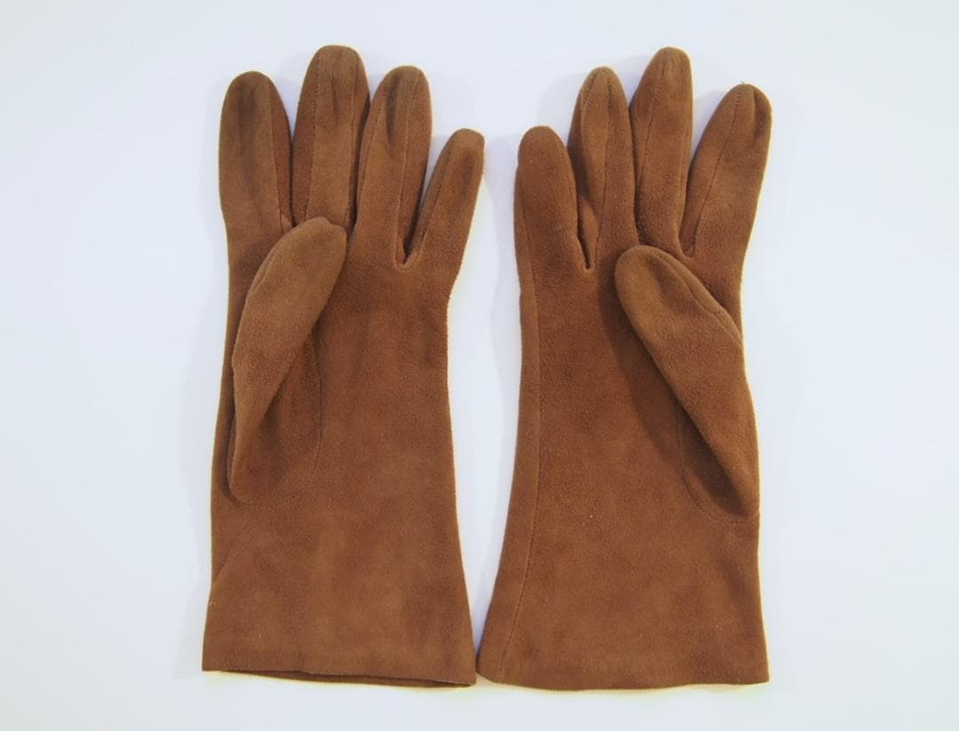 定価14万★PRADA★柔らかレザー手袋刺繍ブラウン7.5スエードグローブプラダ