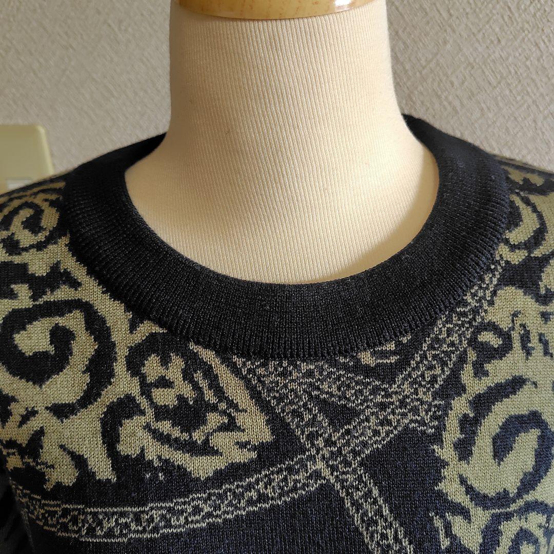 美品☆　レオナール　ニットロングワンピース 　黒・カーキ 長袖