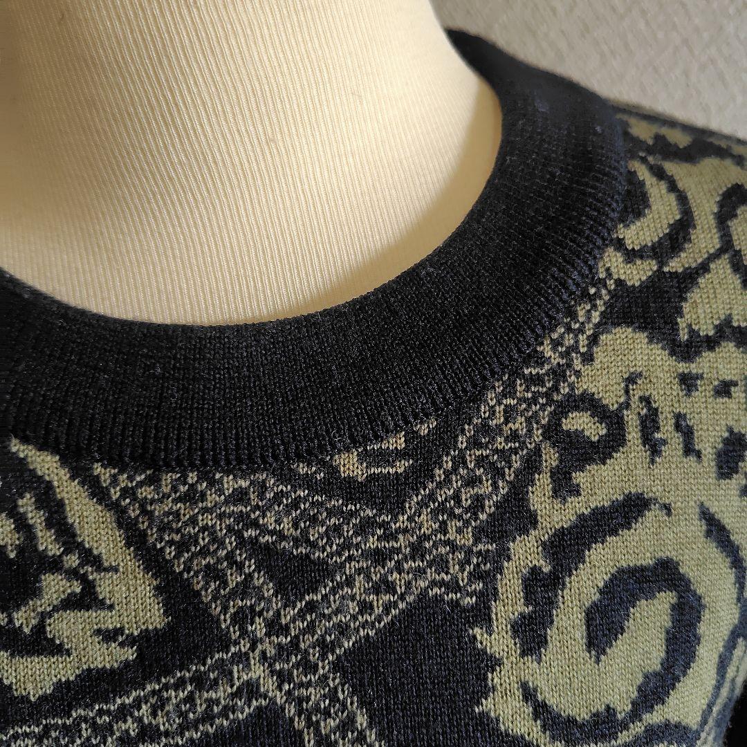 美品☆　レオナール　ニットロングワンピース 　黒・カーキ 長袖