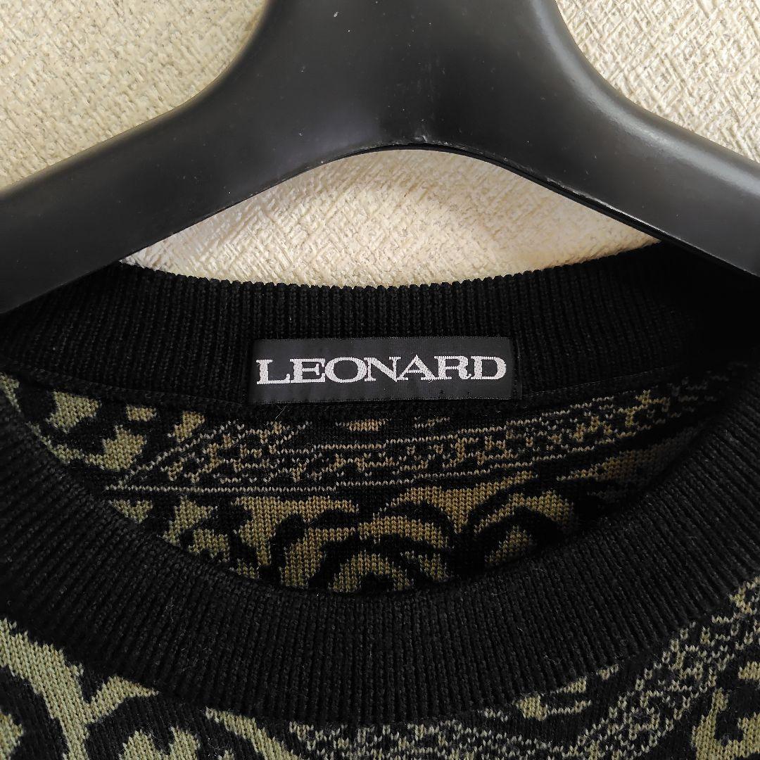 美品☆　レオナール　ニットロングワンピース 　黒・カーキ 長袖