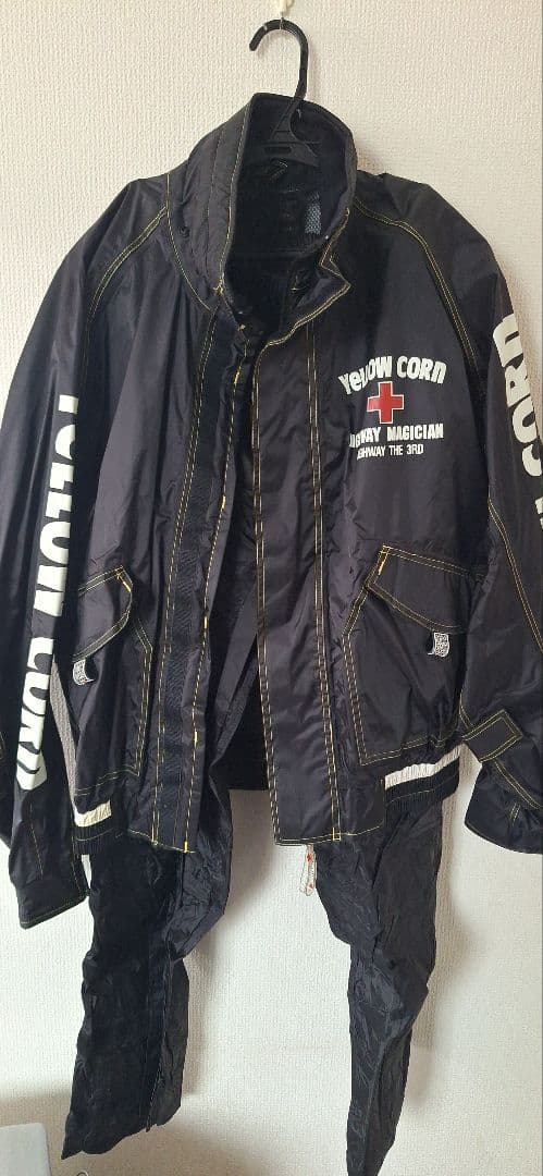 イエローコーン　バイク用雨具 レインウェア上下セット　袋付