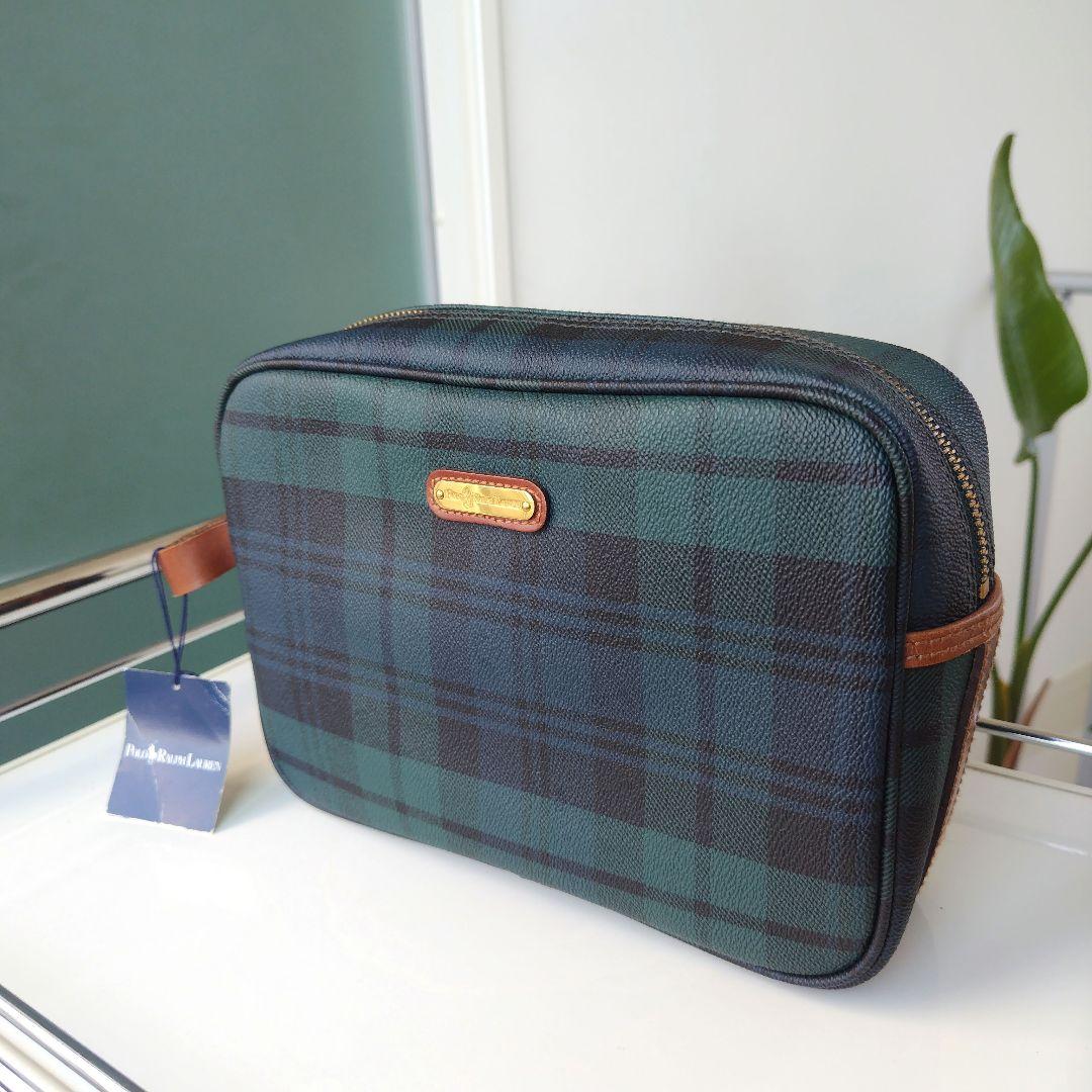 未使用タグ付き美品です！正規品ポロラルフローレン チェック クラッチバッグ