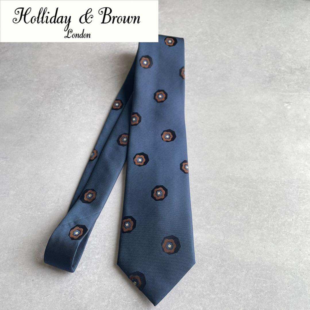 25年新作Holiday&Brownホリデー&ブラウン　幾何学柄ネクタイ