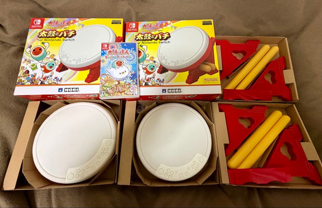 太鼓の達人ドンダフルフェスティバルSwitch 太鼓とバチ専用コントローラー2台