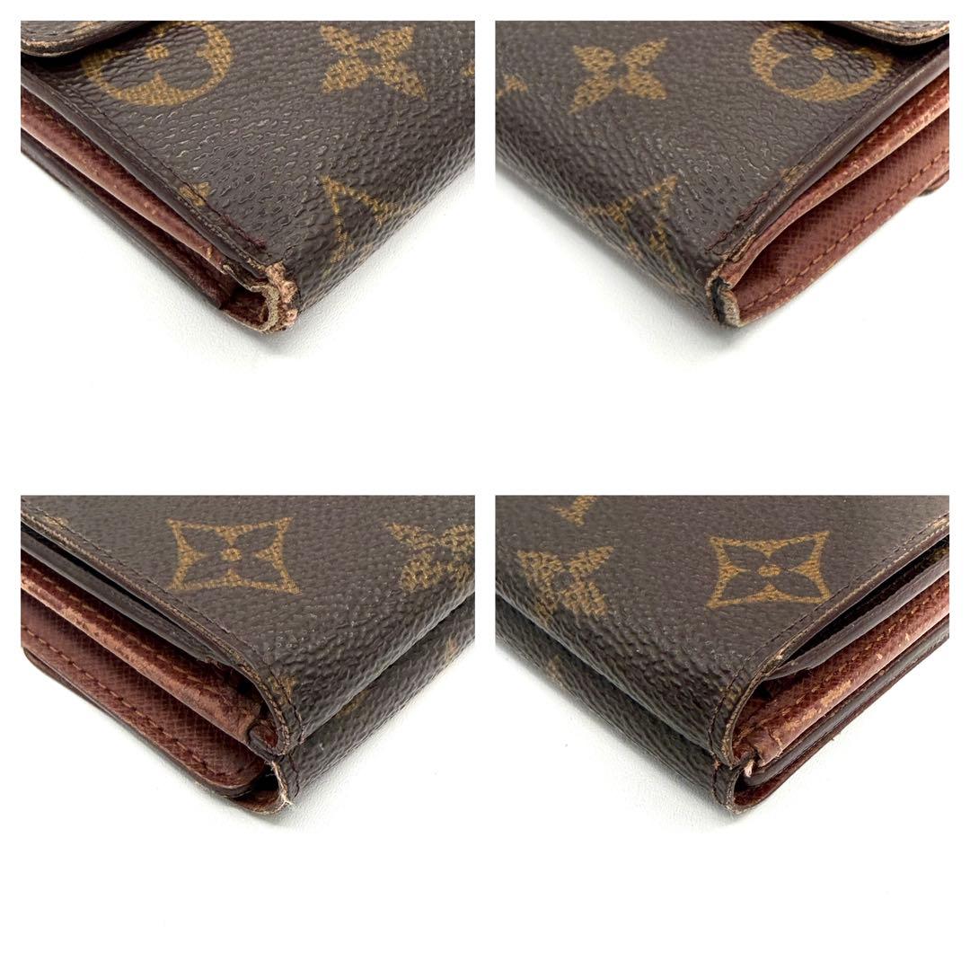 LOUIS VUITTON 三つ折り財布 ブラウン　モノグラム　ダブルホック