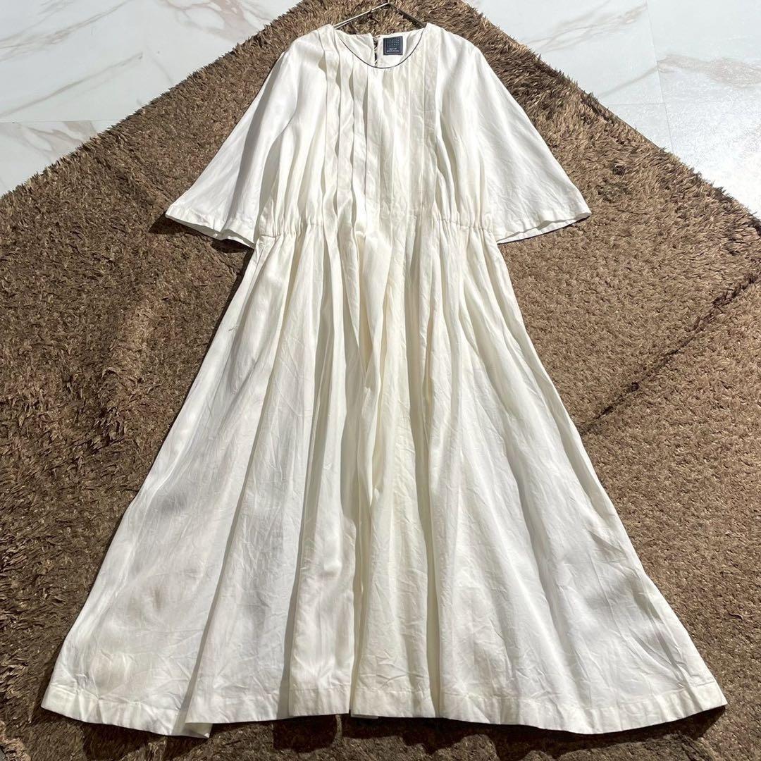 タグ付✨ミナペルホネン pilli シルク フレアスリーブ ギャザーワンピース