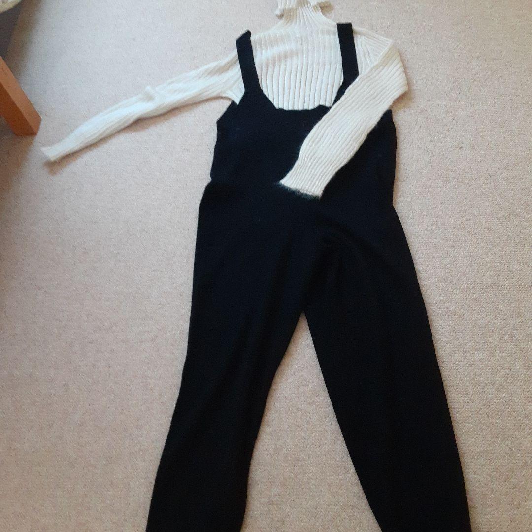 pelleqブラックニットサロペット