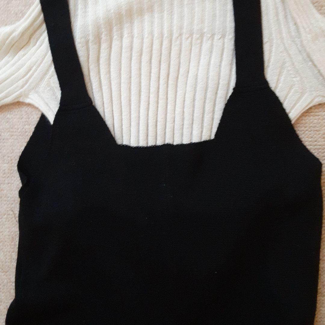 pelleqブラックニットサロペット