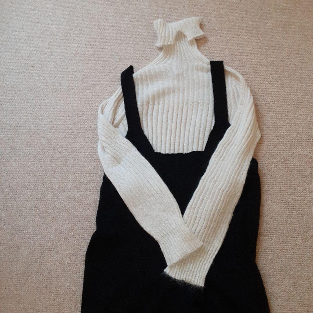 pelleqブラックニットサロペット