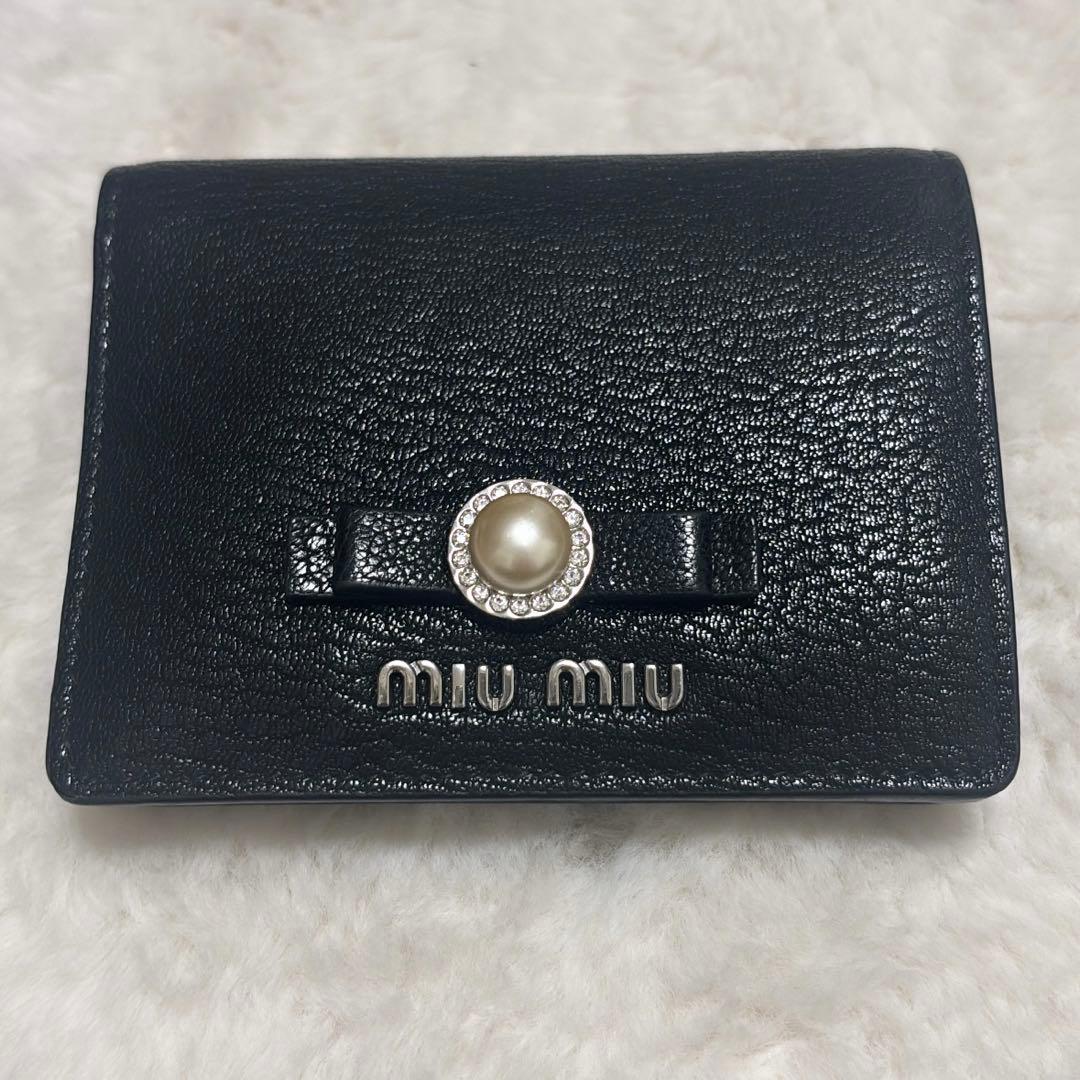 miumiu 二つ折り財布 マドラスパール ブラック