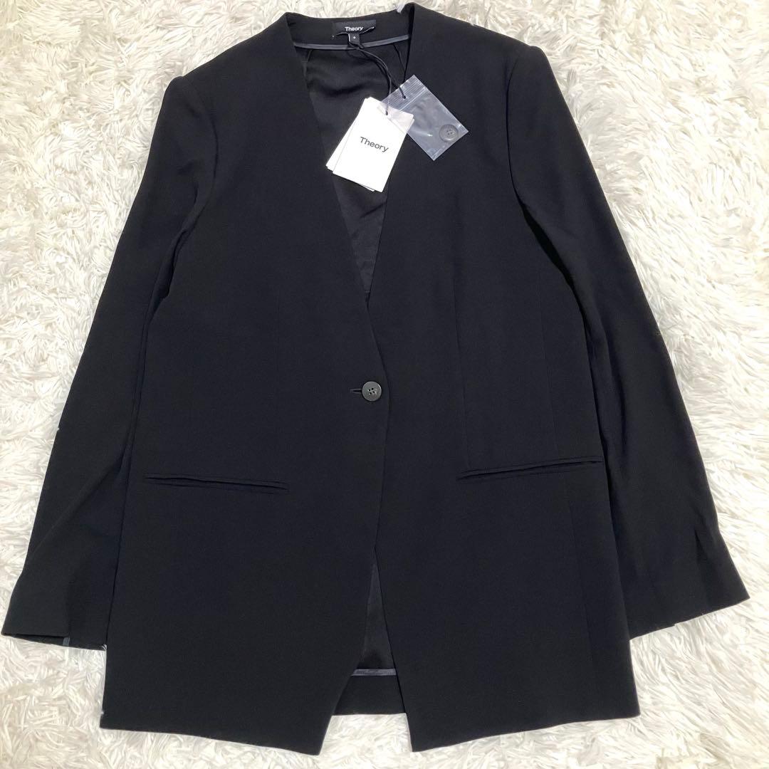 未使用タグ付 セオリー 22SS ノーカラージャケット 1つボタン ブラック