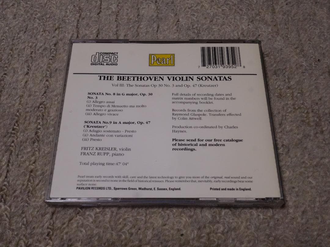pearl クライスラー　ベートーヴェン　Vio.ソナタ　全集