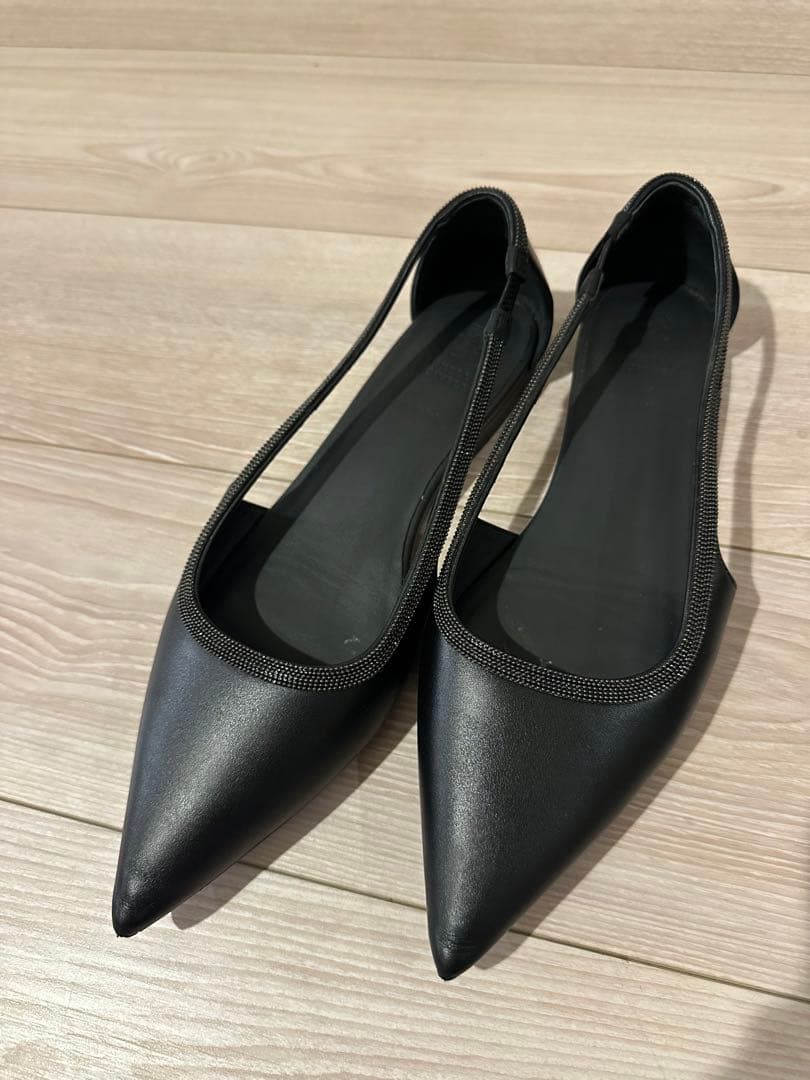 BRUNELLO CUCINELLI ブラックフラットシューズ 38