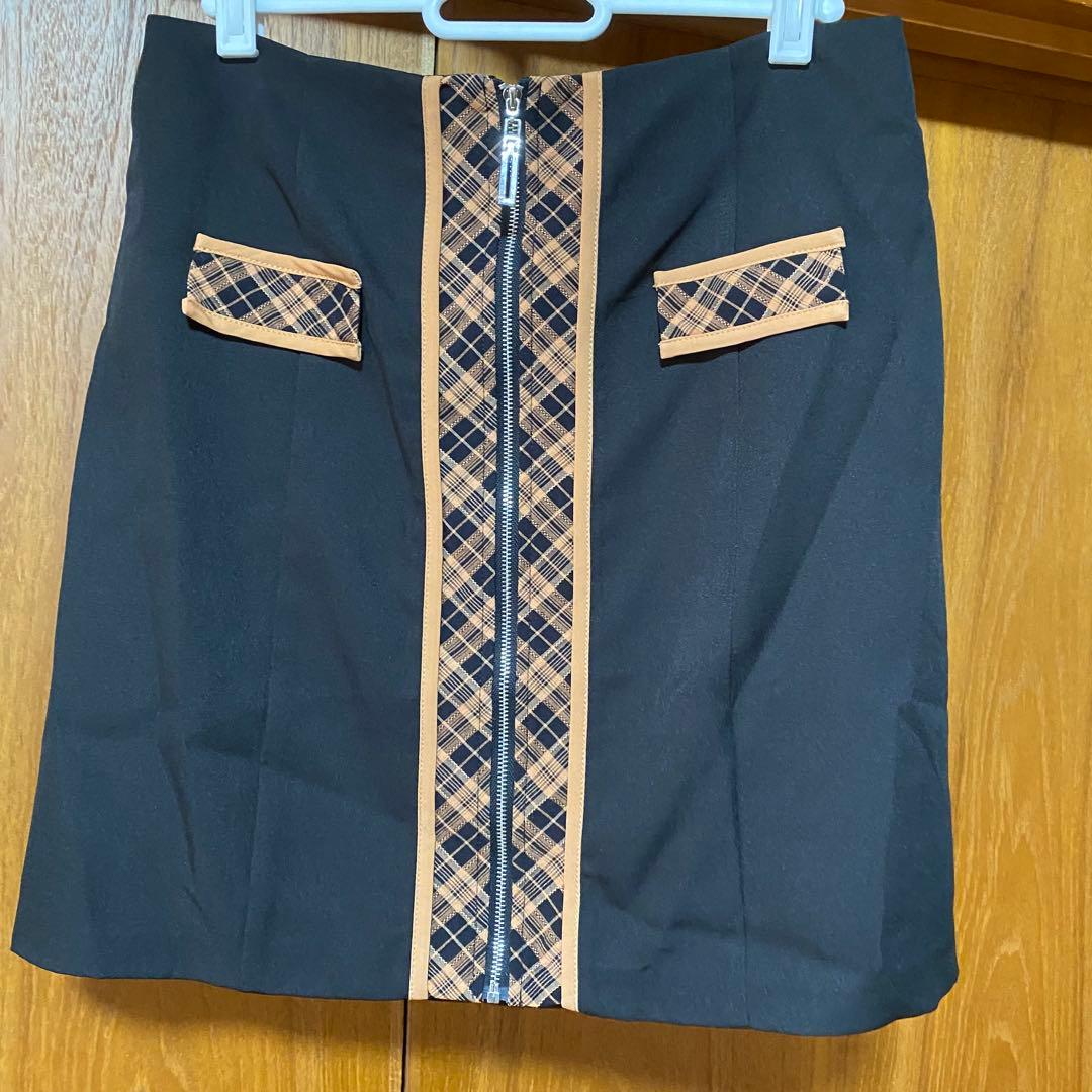 SOBRE ソブレ　チェック配色セットアップ　XL キャバ嬢　スカート　黒　茶系