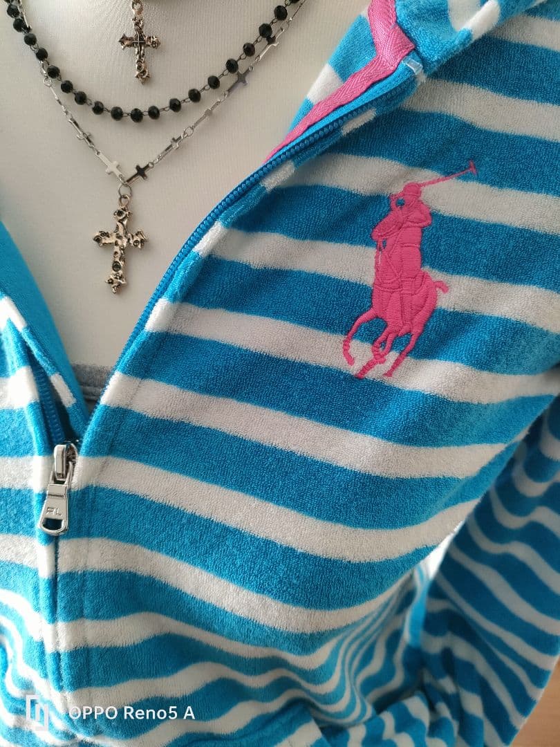 Y2K 00s ラルフローレン フリースパーカー ジップパーカー ボーダー