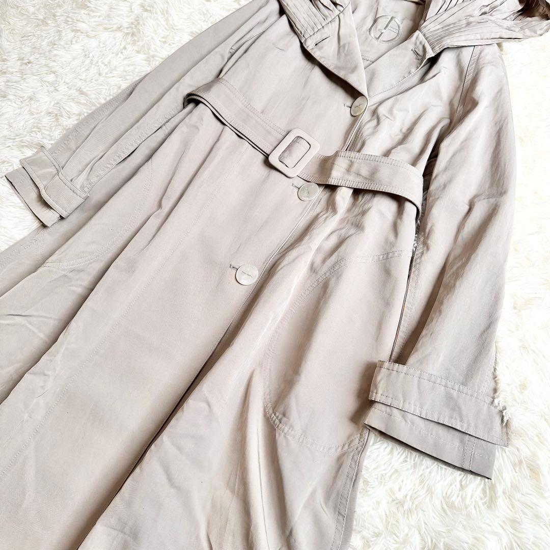 極美品 ジョルジオアルマーニ ベージュ フード付きロングコート 38