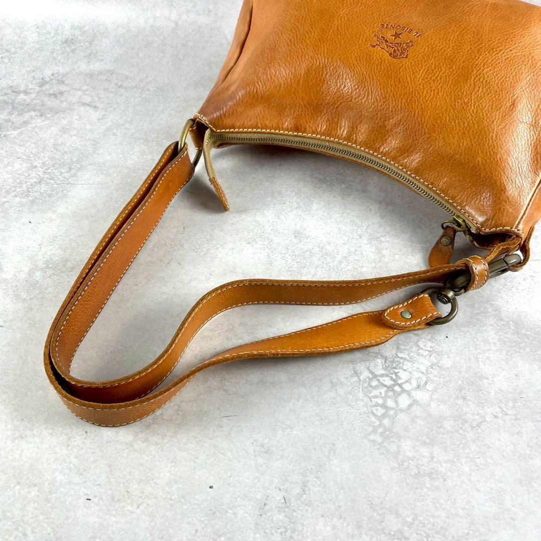 イルビゾンテ　2way ショルダーバッグ　ブラウン ヌメ革　ロゴ