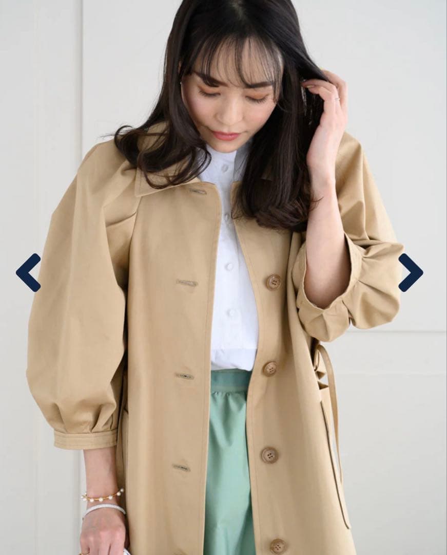 マーロンエノンフィ美品ボリュームパフトレンチコートyori heveオーガへイヴ