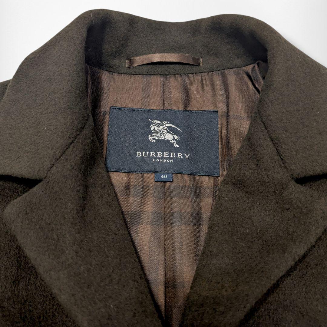 バーバリーロンドン♡アンゴラ チェスター コート 40 ブラウン 内ノバチェック