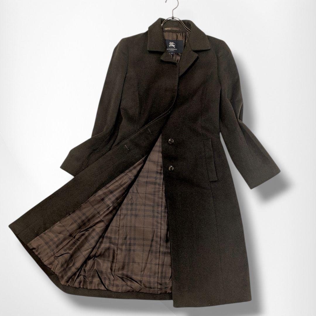 バーバリーロンドン♡アンゴラ チェスター コート 40 ブラウン 内ノバチェック