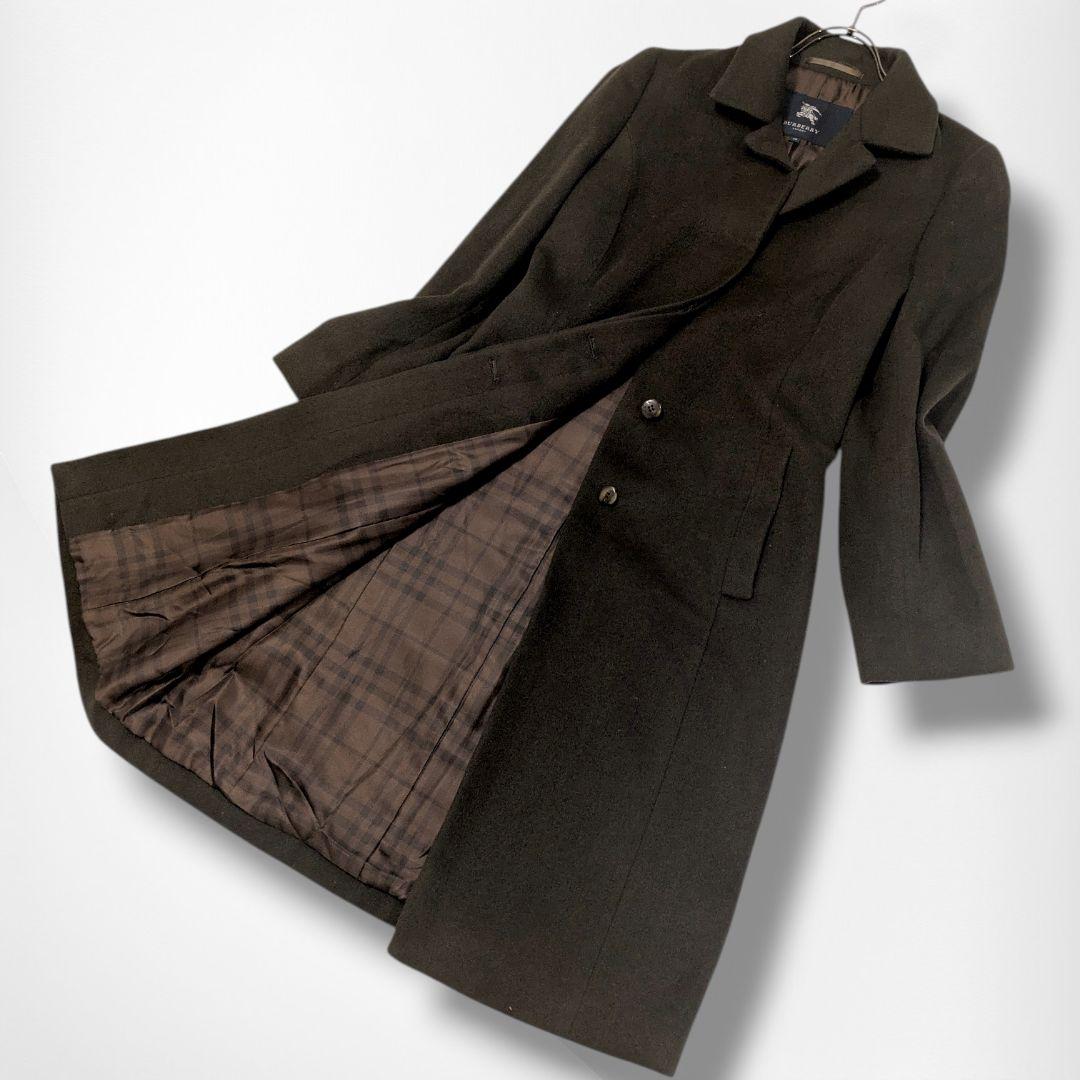 バーバリーロンドン♡アンゴラ チェスター コート 40 ブラウン 内ノバチェック