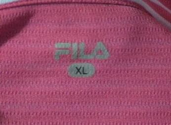 25825　FILA レディース　半袖カットソー　ピンクＸ白ボーダー　サイズXL