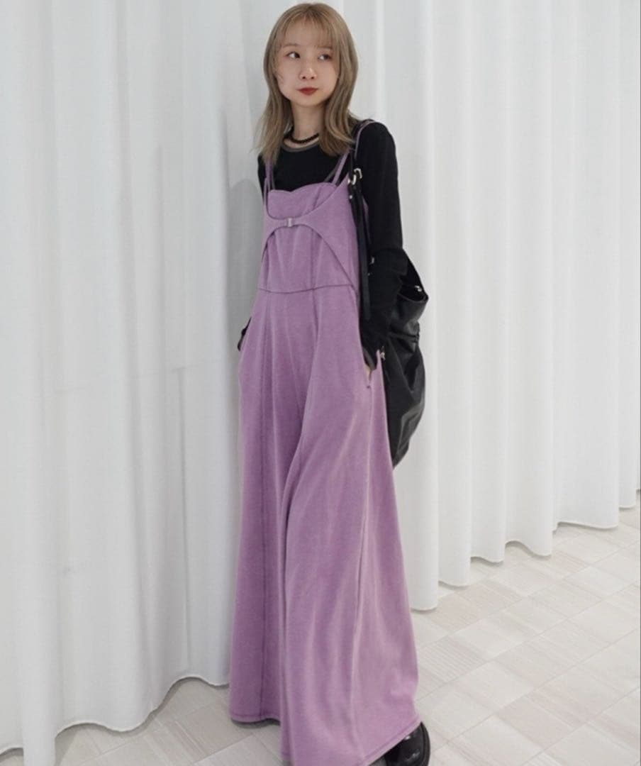 サロペット・オーバーオール・オールインワン AMERI DENIM LIKE VOLUME CAMI ROMPERS