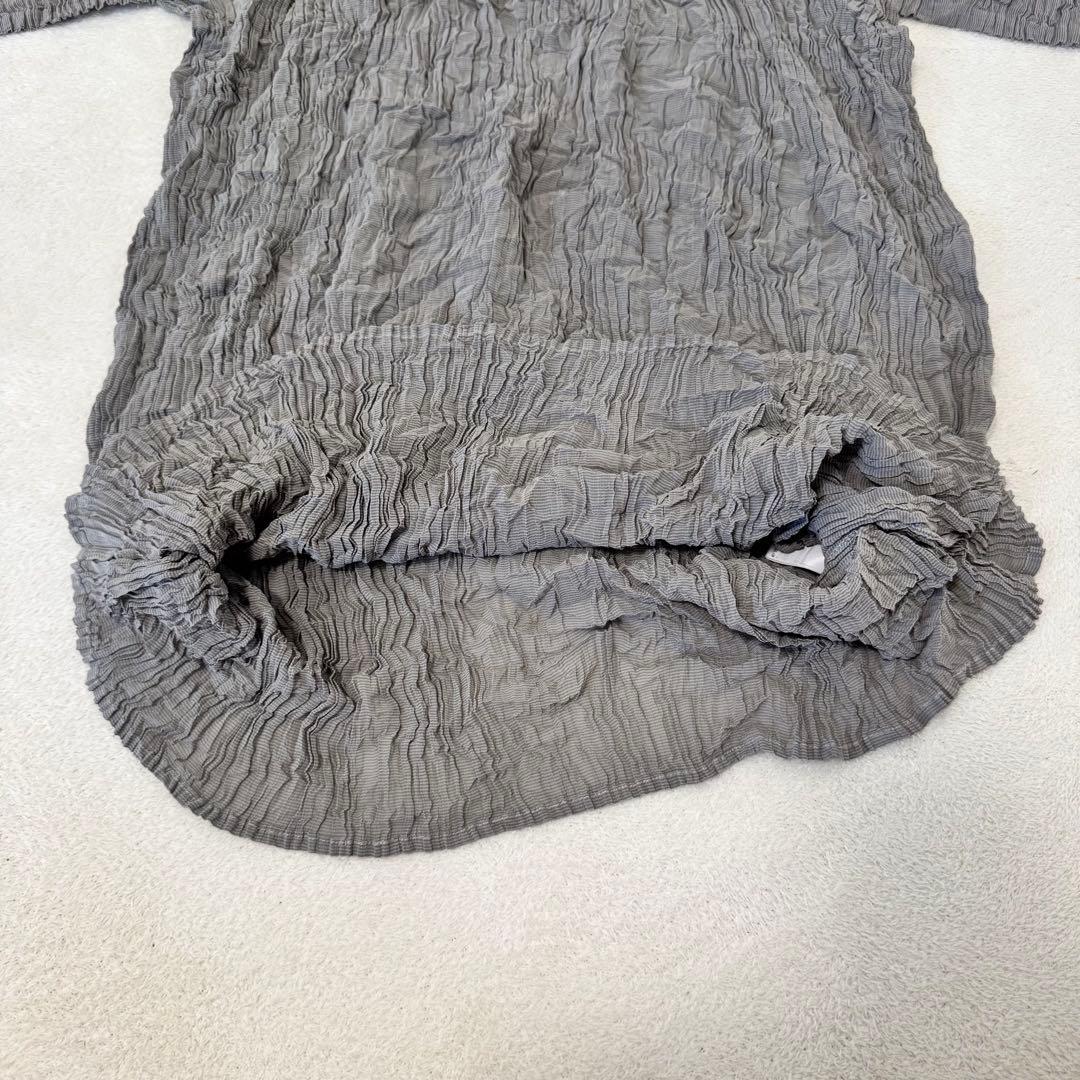 極美品✨ISSEY MIYAKE プリーツ　シルク　グレー　長袖　大きめサイズ