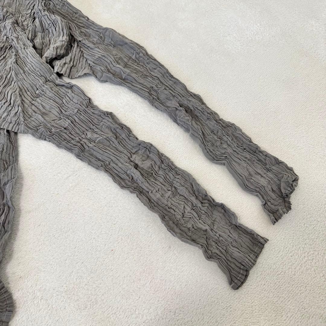 極美品✨ISSEY MIYAKE プリーツ　シルク　グレー　長袖　大きめサイズ