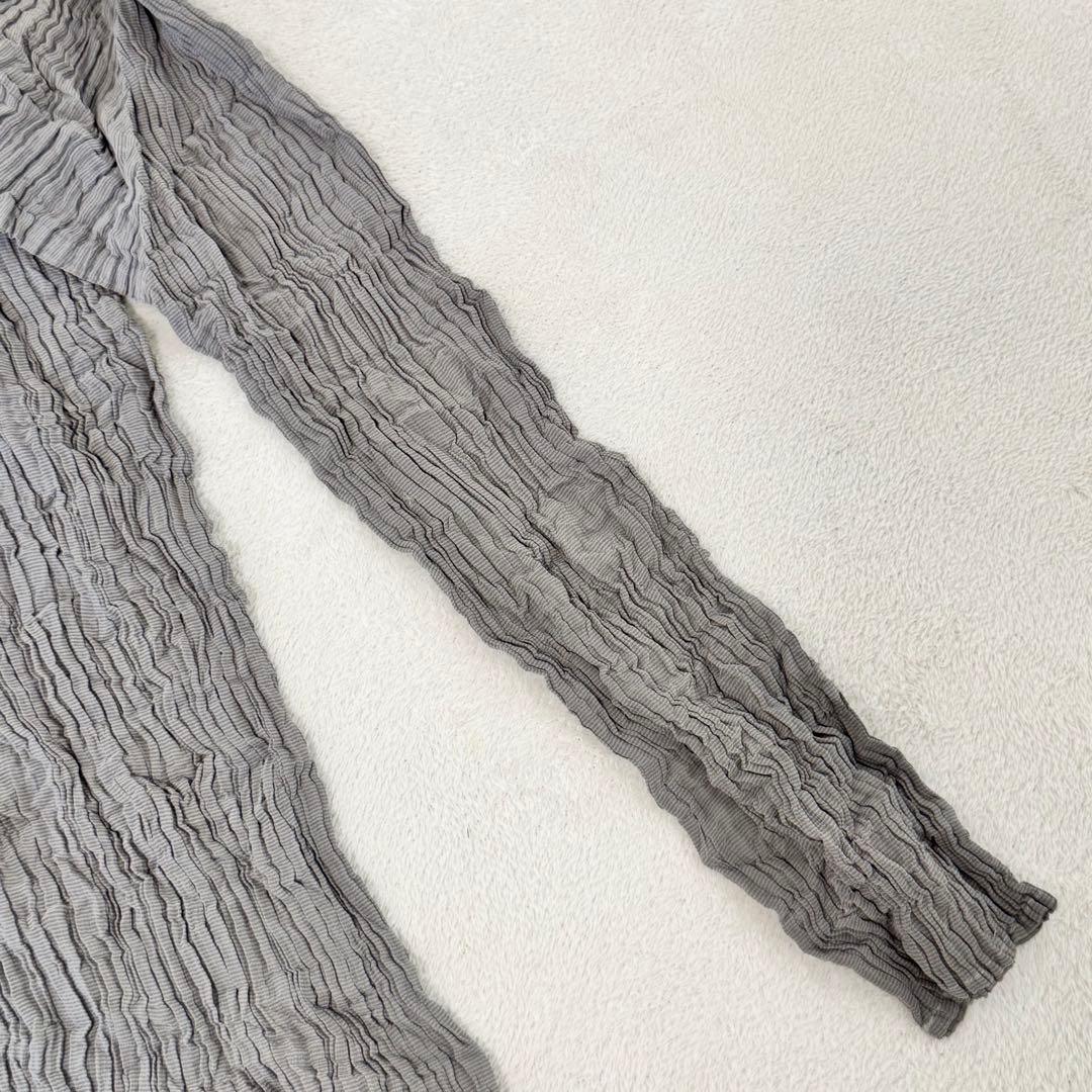 極美品✨ISSEY MIYAKE プリーツ　シルク　グレー　長袖　大きめサイズ