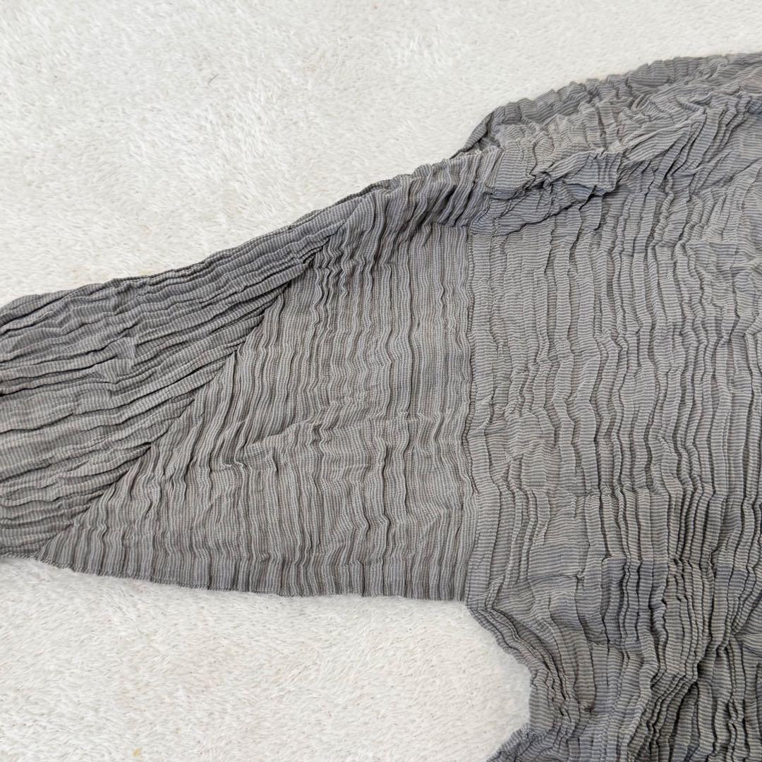 極美品✨ISSEY MIYAKE プリーツ　シルク　グレー　長袖　大きめサイズ