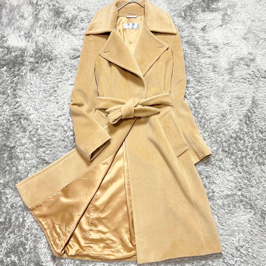 美品 Max Mara マニュエラ ロングコート アンゴラ L相当 キャメル