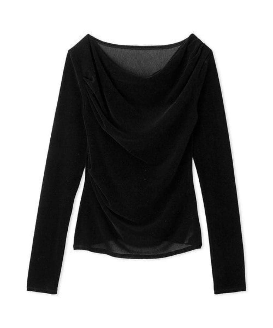 【美品】アシメドレープフロッキーチュールトップス ブラック フレイアイディー