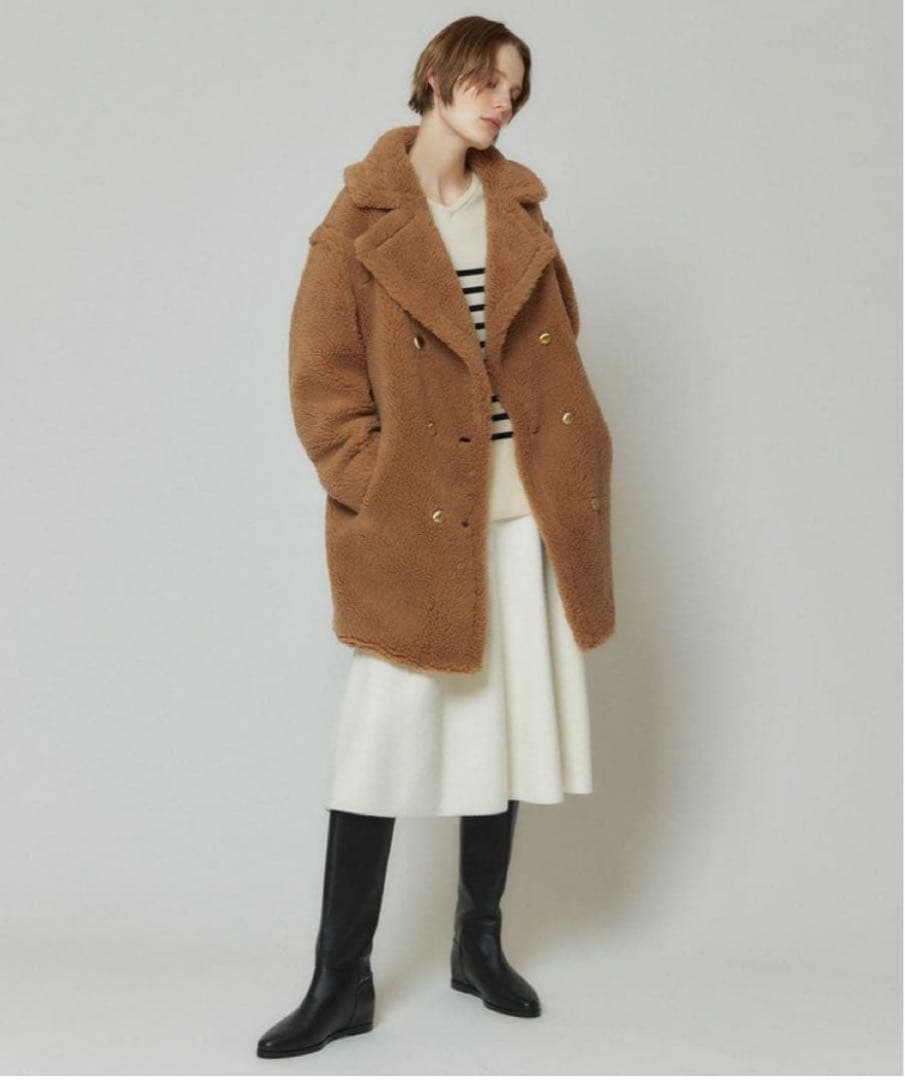 新品 allureville ウールMIXボアPコート キャメル　半額以下